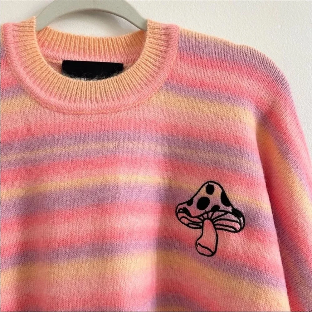 NWT.  spirit Jersey Psychedelic Mushroom Knit Sweater - Picture 5 of 8